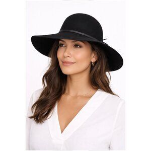 NEW Ace of Something Black Wool Hat Women’s Wide Brim - M